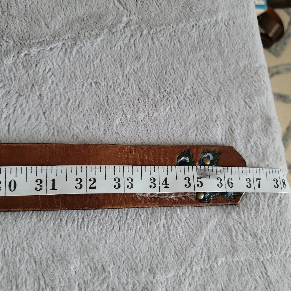 STOWE PROVISIONS TX  Hand Tooled Leather Belt size 30 - Picture 8 of 9